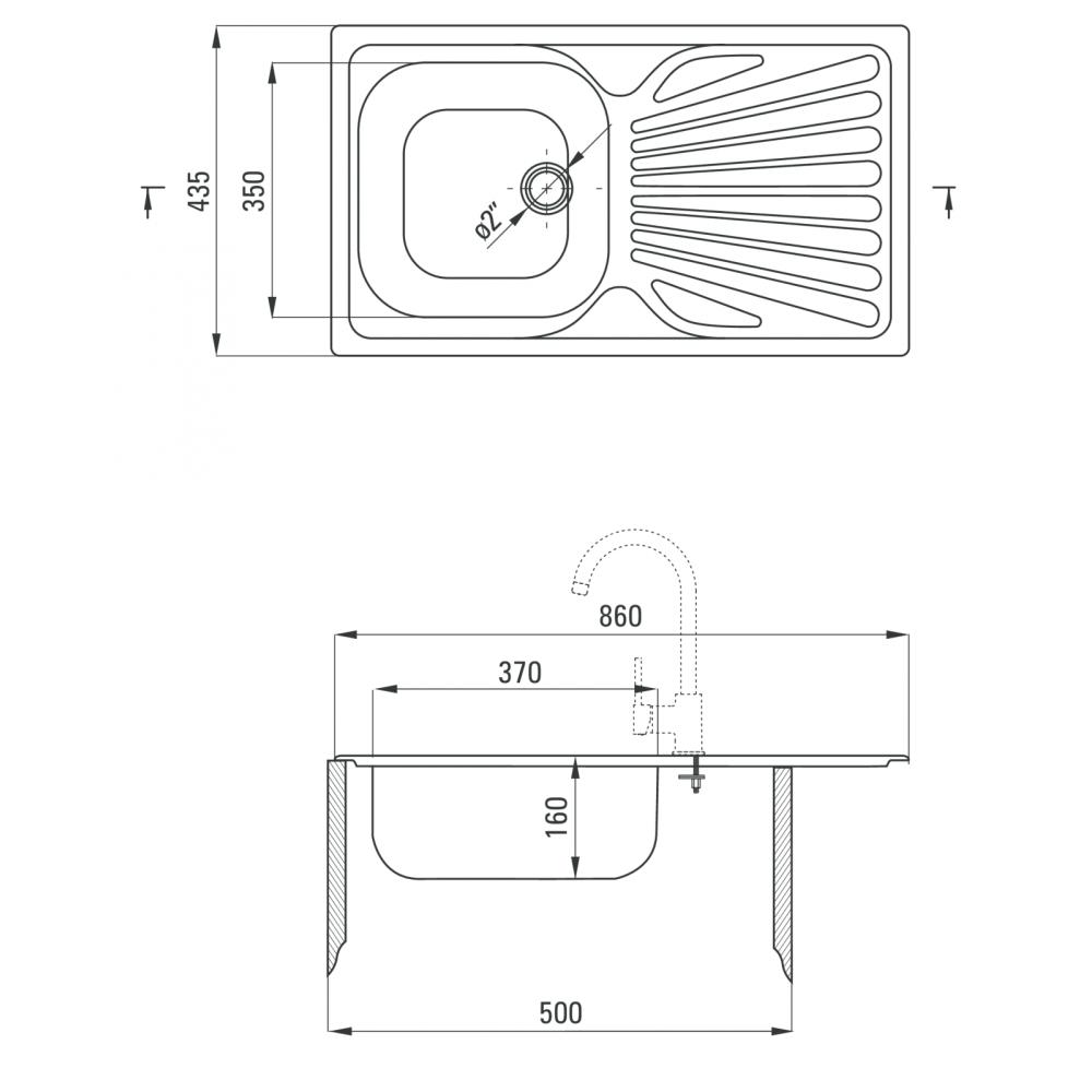 Chiuveta bucatarie inox cu picurator 860x435 mm Deante, Techno [2]