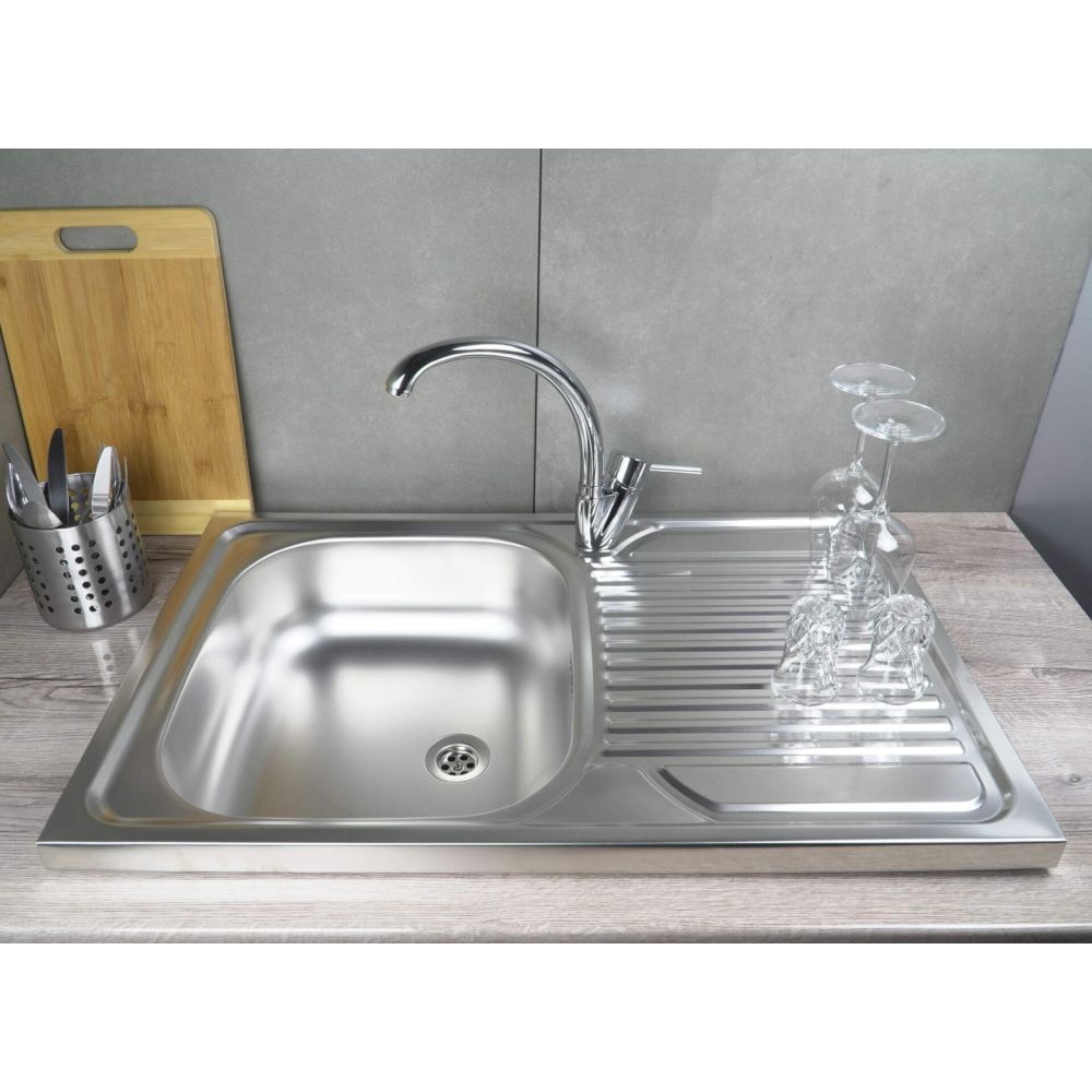 Chiuveta bucatarie inox cu picurator crom leinen, Deante Tango [3]