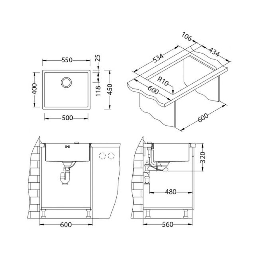 Chiuveta bucatarie inox satinat, Alveus Quadrix 50 [3]