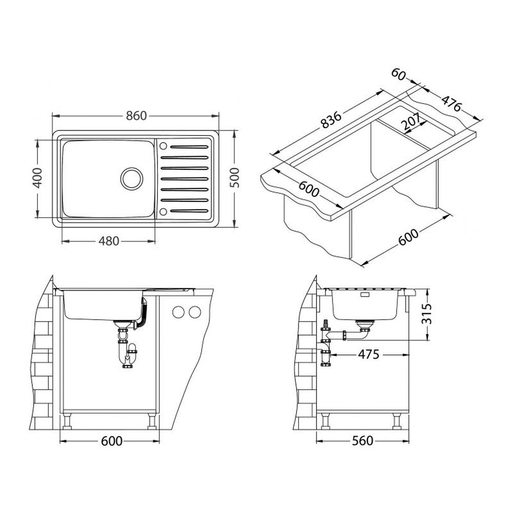 Chiuveta bucatarie inox satinat cu picurator, Alveus Galeo 30 [3]
