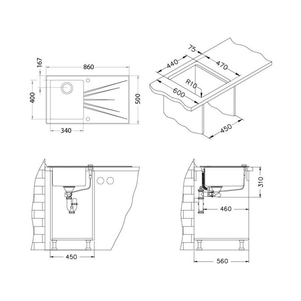 Chiuveta bucatarie inox satinat cu sticla securizata alba, cuva stanga, Alveus Karat 10 [2]
