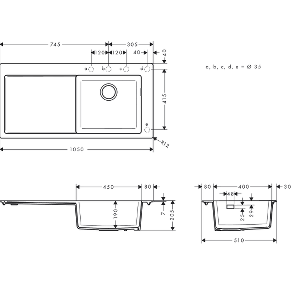 Chiuveta bucatarie neagra, dreptunghiulara SilicaTec Hansgrohe 43314170 [7]