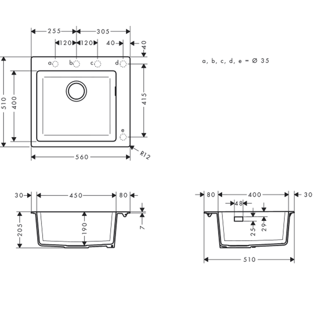 Chiuveta bucatarie neagra, patrata SilicaTec Hansgrohe 43312170 [5]