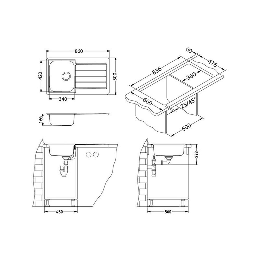 Chiuveta bucatarie inox satin, cu picurator, reversibila, Alveus Line 20 [3]