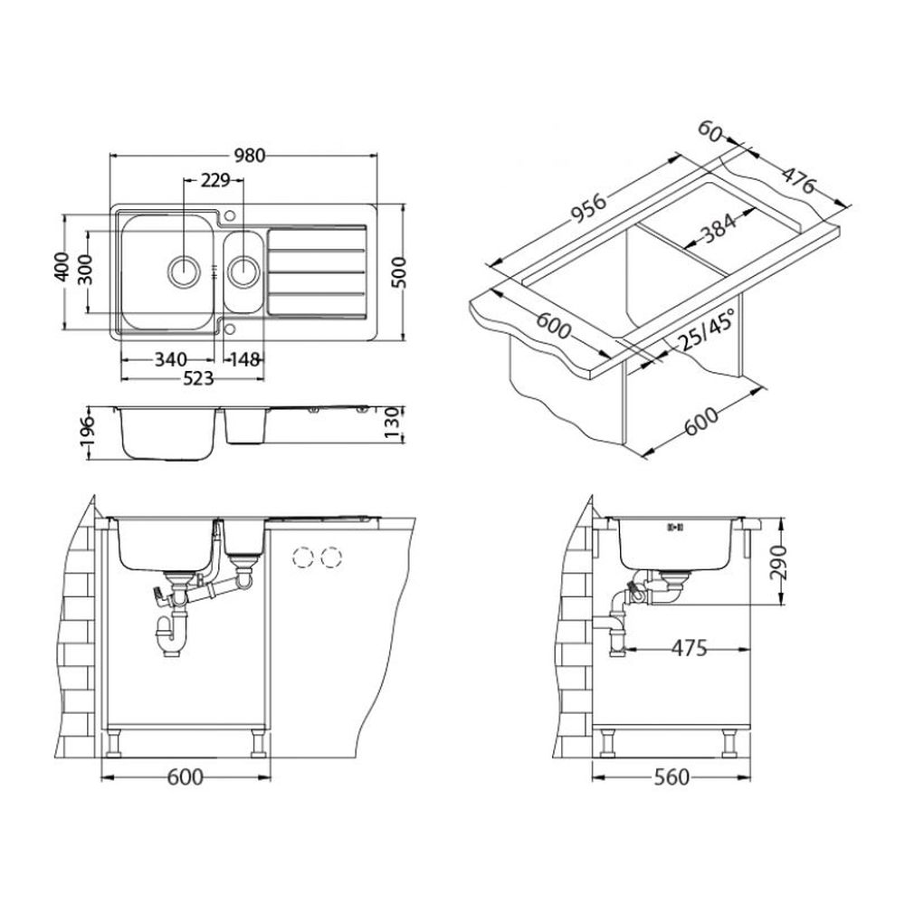 Chiuveta bucatarie inox doua cuve, crom satin, Alveus Line Maxim 10 [4]