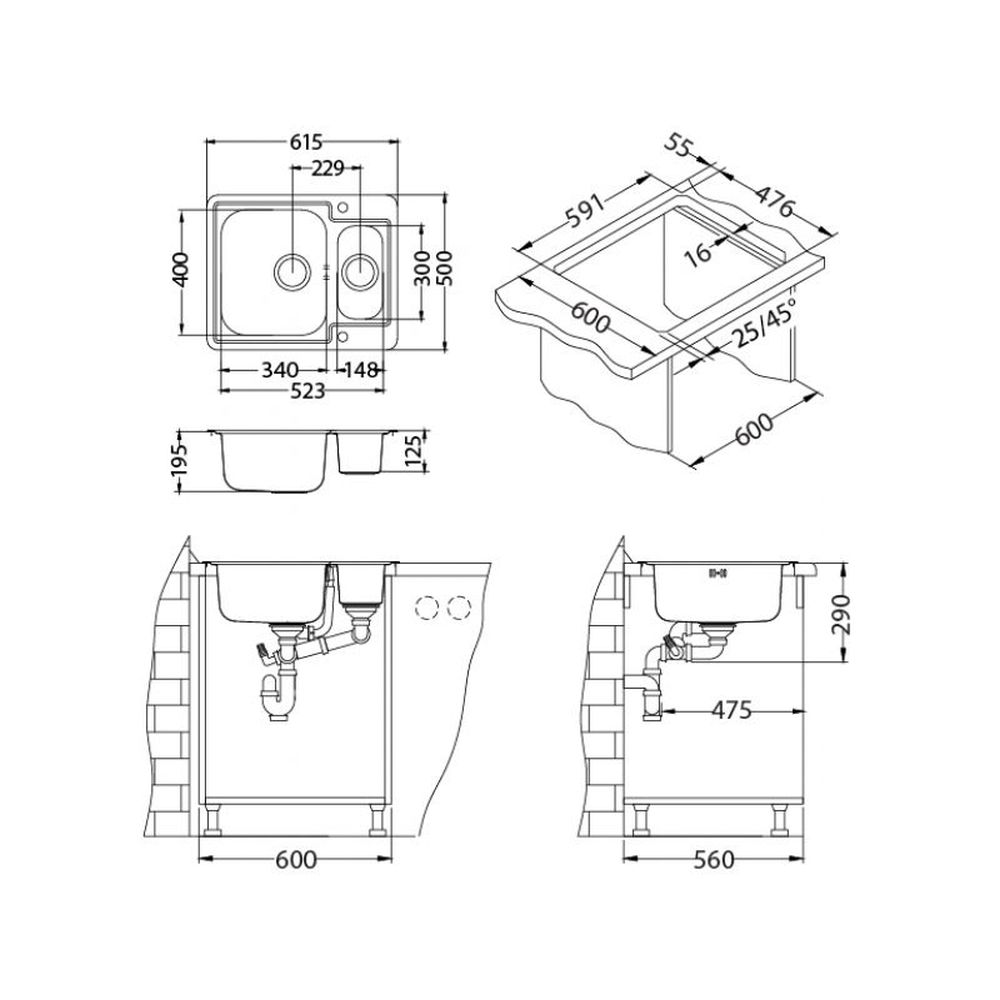 Chiuveta bucatarie inox satinat, Alveus Line Maxim 50 [3]