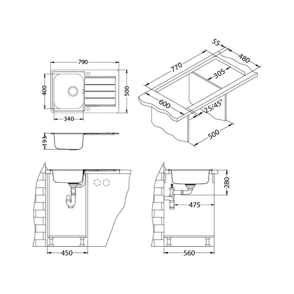 Chiuveta bucatarie inox satin cu picurator, reversibila, Alveus Line Max 80 [3]