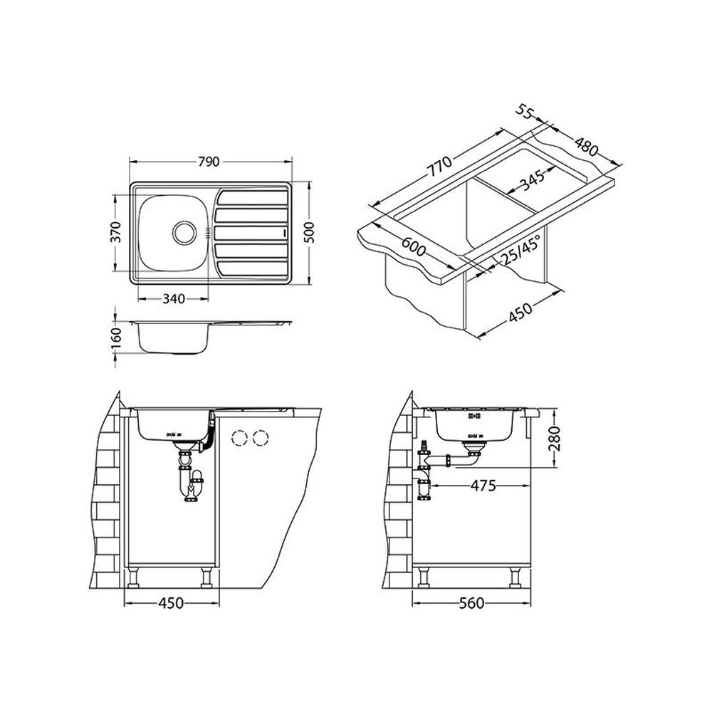 Chiuveta bucatarie inox leinen, reversibila, Alveus Zoom 20 [3]