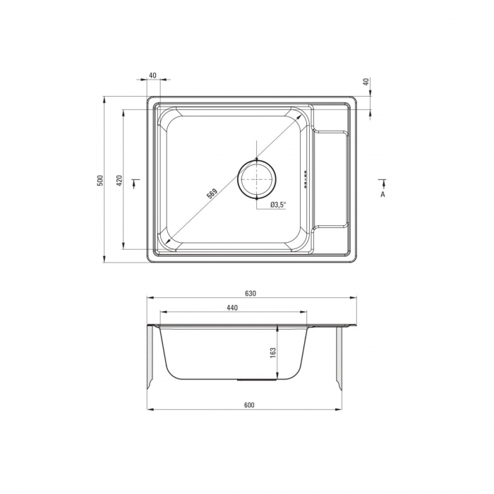 Chiuveta bucatarie din inox, cu picurator, 63x50 cm, otel, Deante Soul [2]