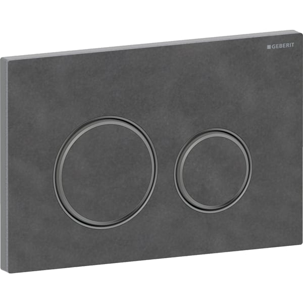 Clapeta actionare dubla rezervor wc, ardezie Mustang cu inel de design crom negru, Geberit Sigma50