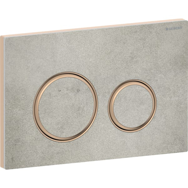 Clapeta actionare dubla rezervor wc, aspect de beton cu inel de design aur rosu, Geberit Sigma50 [2]