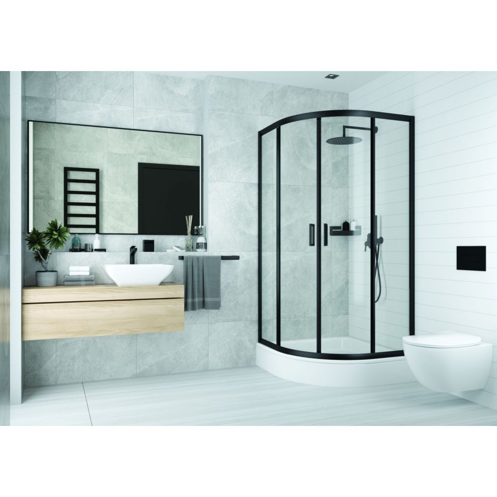 Cabina de dus semirotunda neagra 90x90 cm Deante Funkia [2]