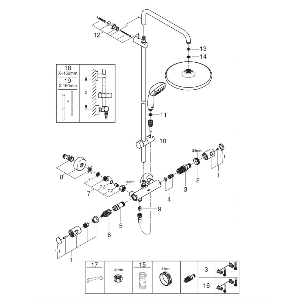 Coloana dus Grohe Vitalio Start cu termostat, negru mat 266772430 [6]