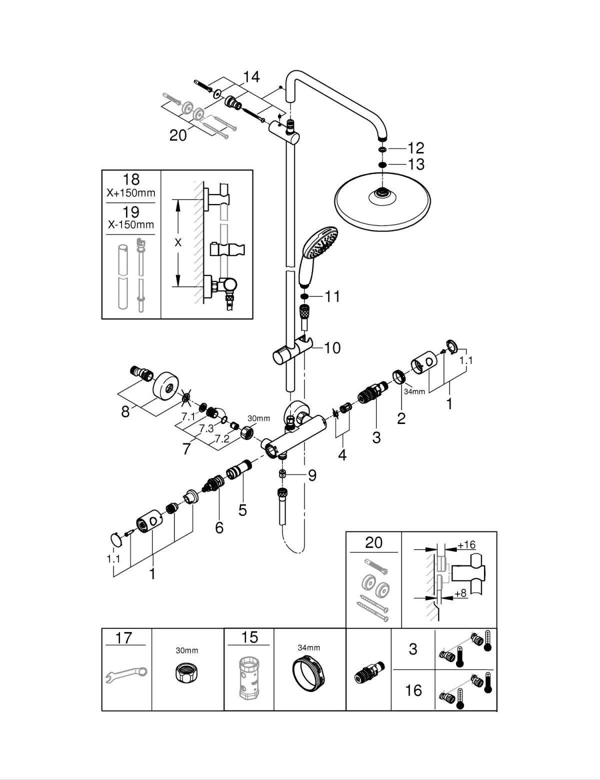 Coloana de dus crom cu baterie termostatata Grohe Tempesta System 250 [6]
