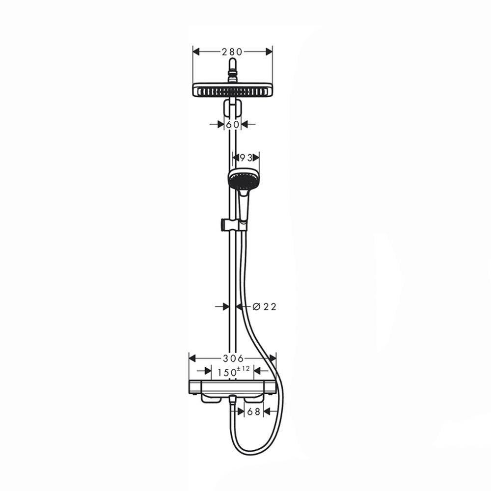 Set coloana de dus cu baterie termostatata culoare crom Hansgrohe, Croma E 280 [6]