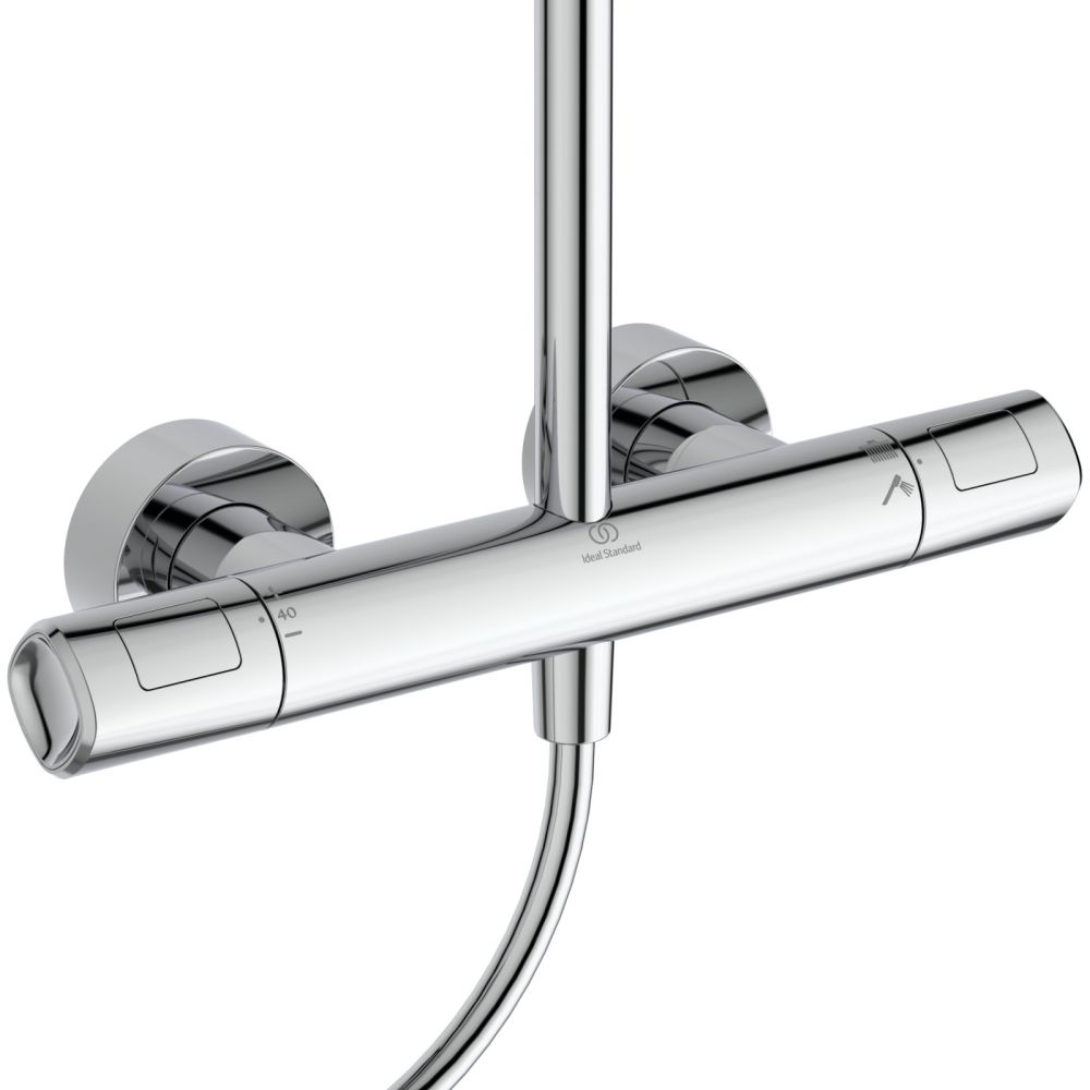 Coloana de dus cu baterie termostatata Ideal Standard Ceratherm T100 crom lucios, palarie patrata [5]