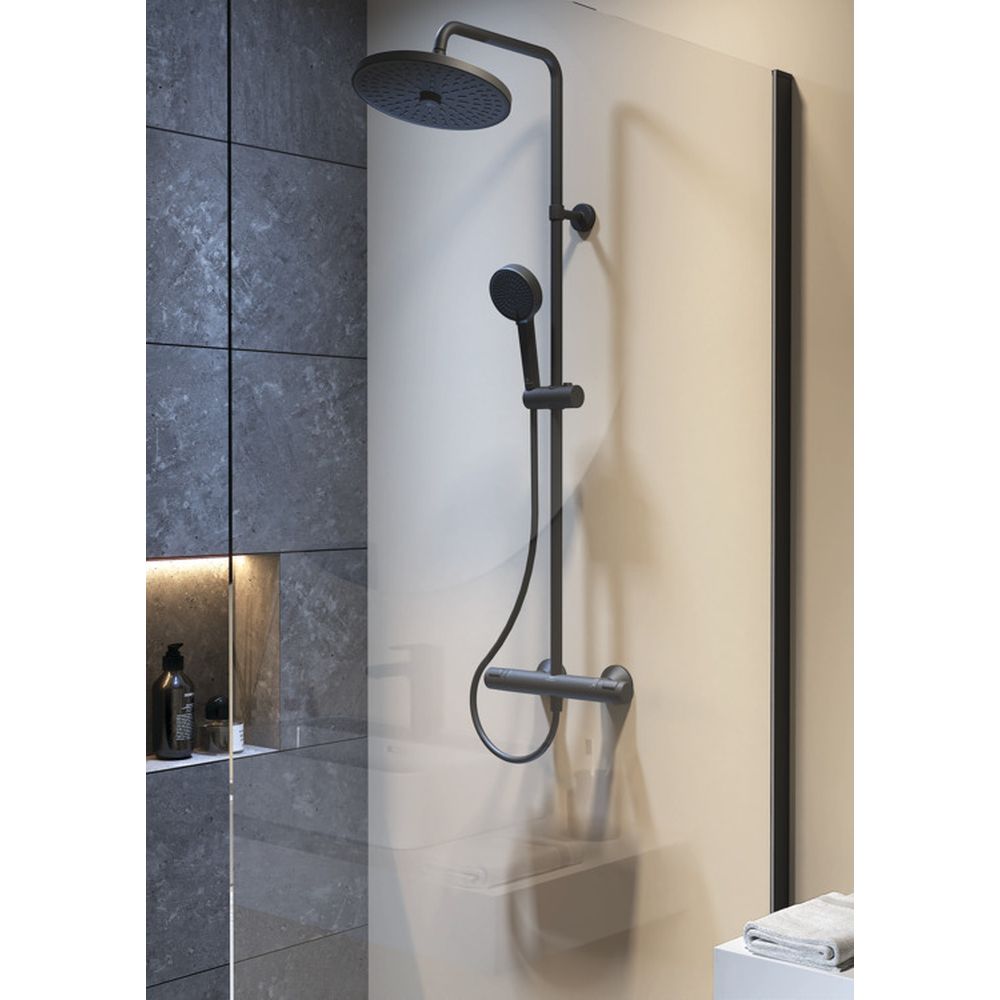 Coloana de dus cu baterie termostatata Ideal Standard Ceratherm T25+ negru mat [2]