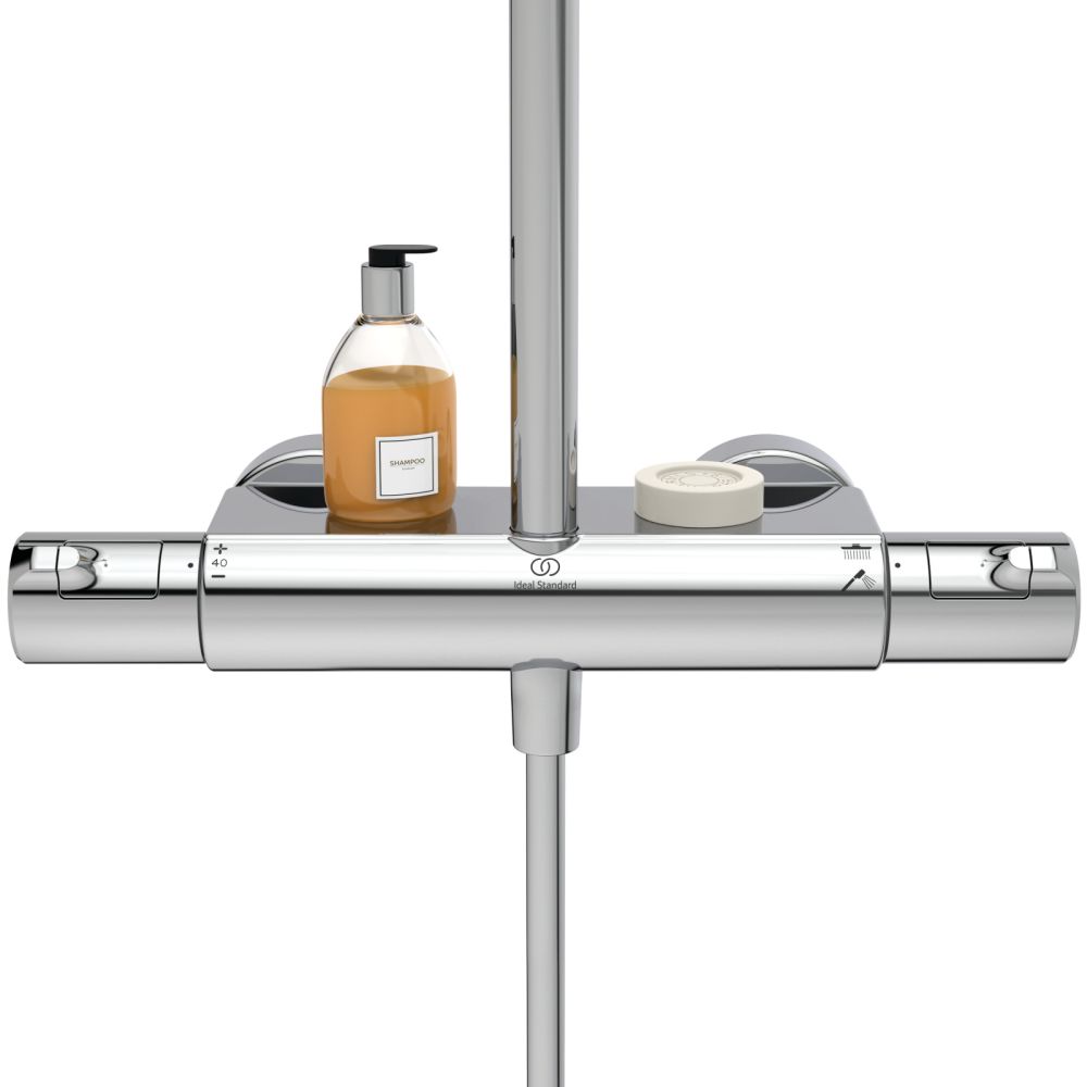 Coloana de dus cu baterie termostatata si etajera Ideal Standard Ceratherm T50 crom lucios [5]