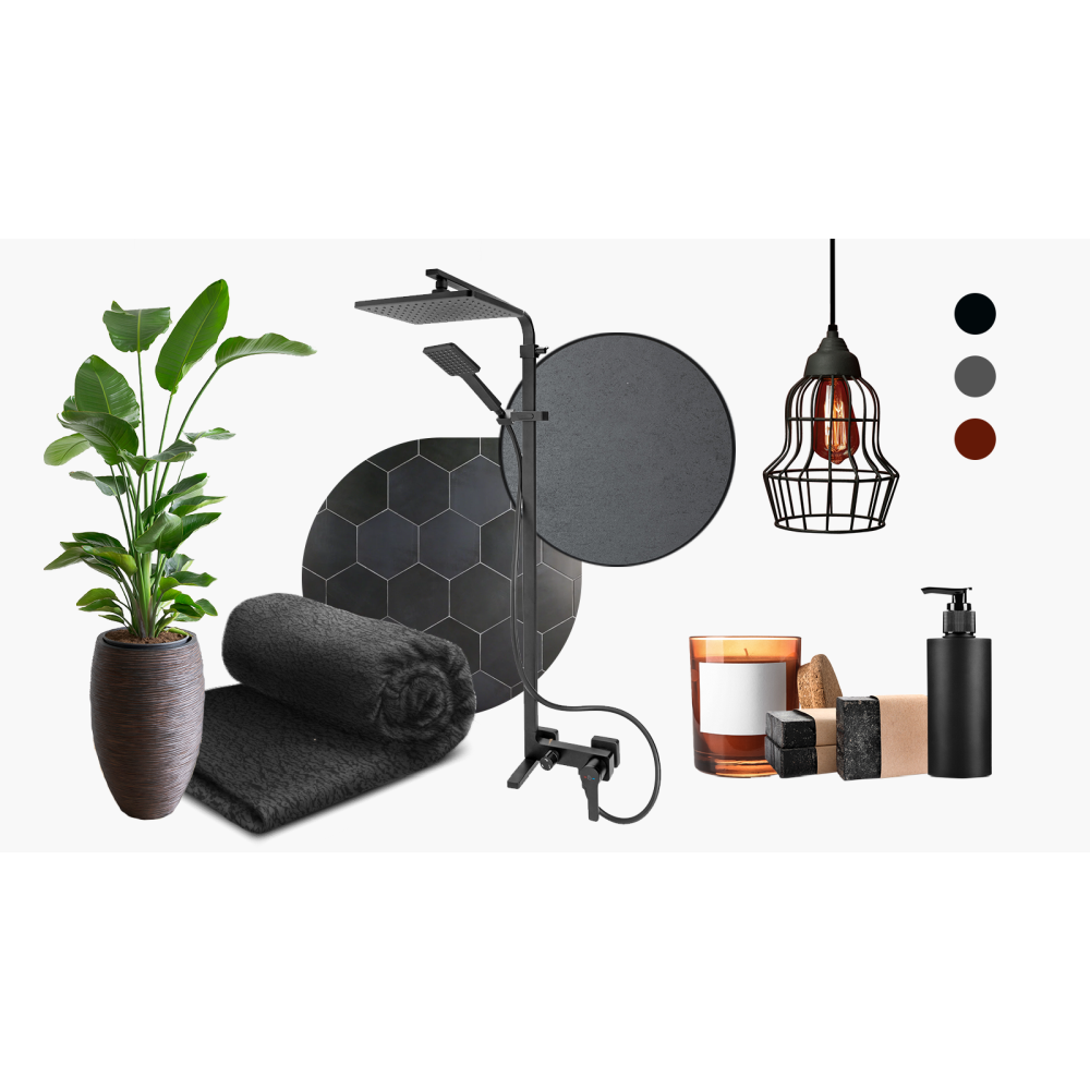 Coloana de dus FDesign Origio, baterie monocomanda, negru mat [5]