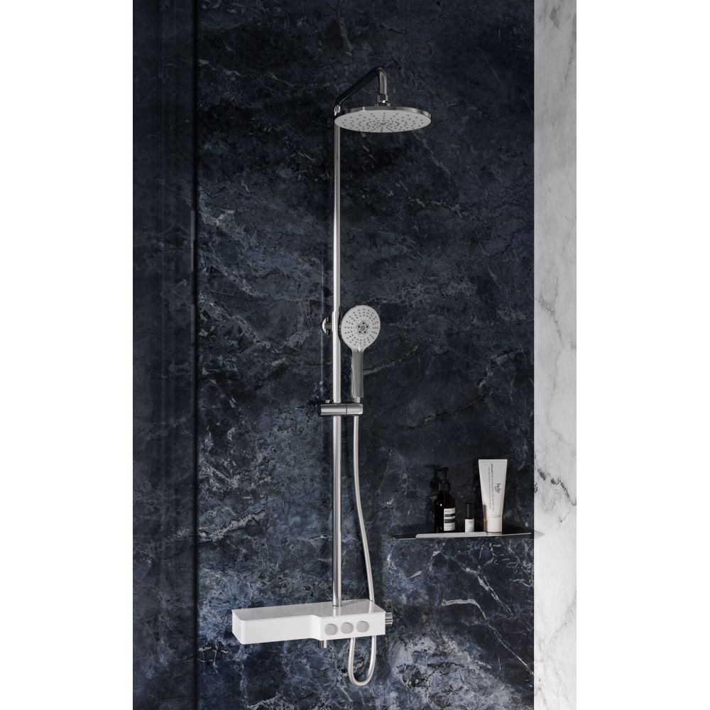 Coloana de dus FDesign Tempra, baterie monocomanda, crom/alb [5]