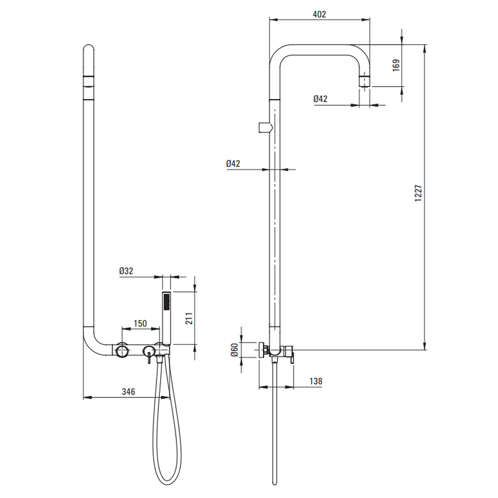 Coloana de dus culoare auriu periat cu baterie monocomanda Deante Silia [11]