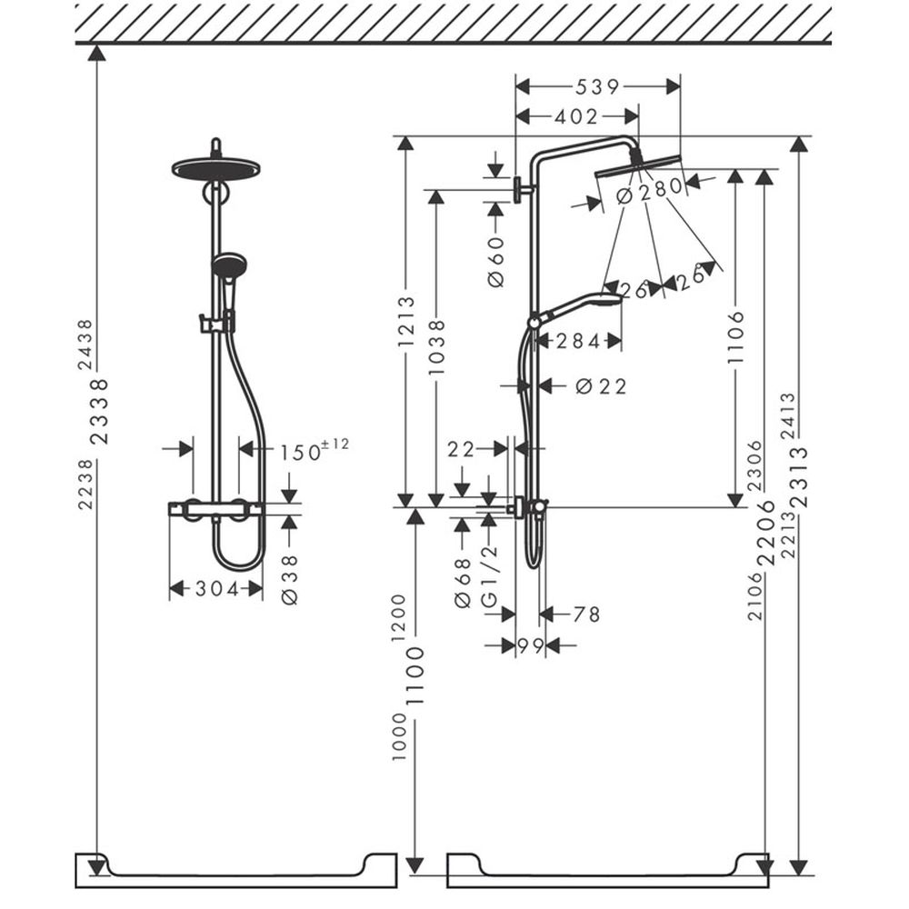 Coloana dus cu baterie termostatata inclusa culoarea neagra, Hansgrohe, Croma Select S [5]