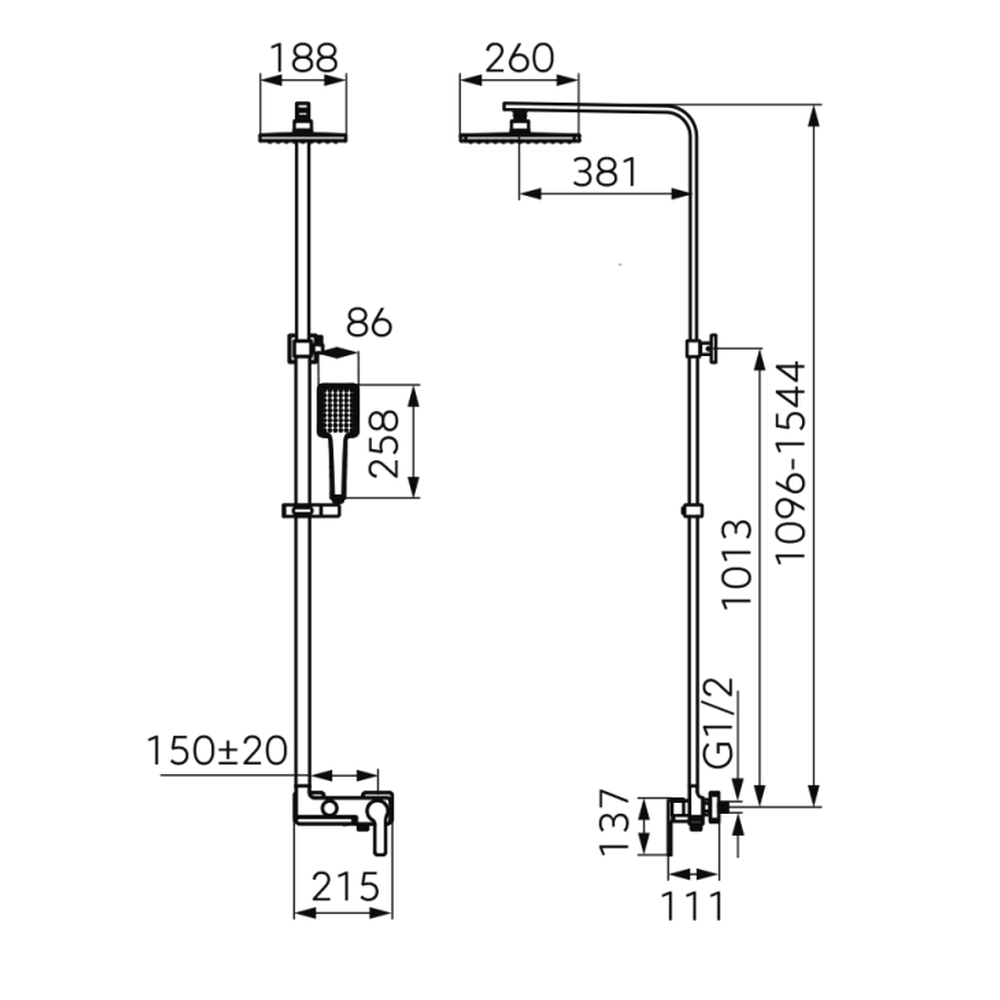 Coloana de dus FDesign Origio, baterie monocomanda, negru mat [2]