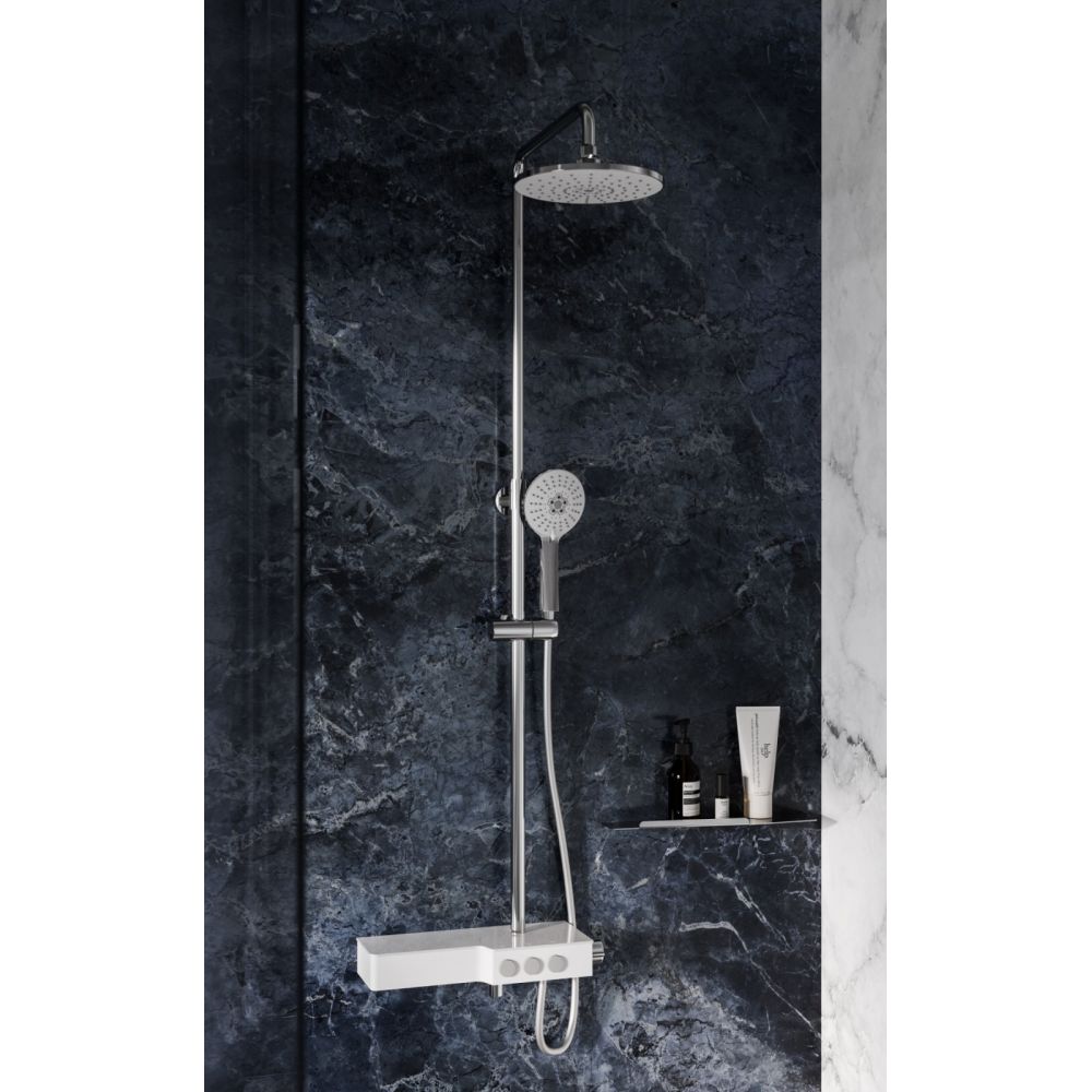 Coloana de dus FDesign Tempra, baterie monocomanda, crom/alb [2]