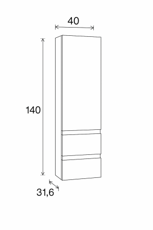 Dulap baie suspendat gri deschis lucios, 140 cm, cu o usa reversibila si doua sertare, Defra Como [4]