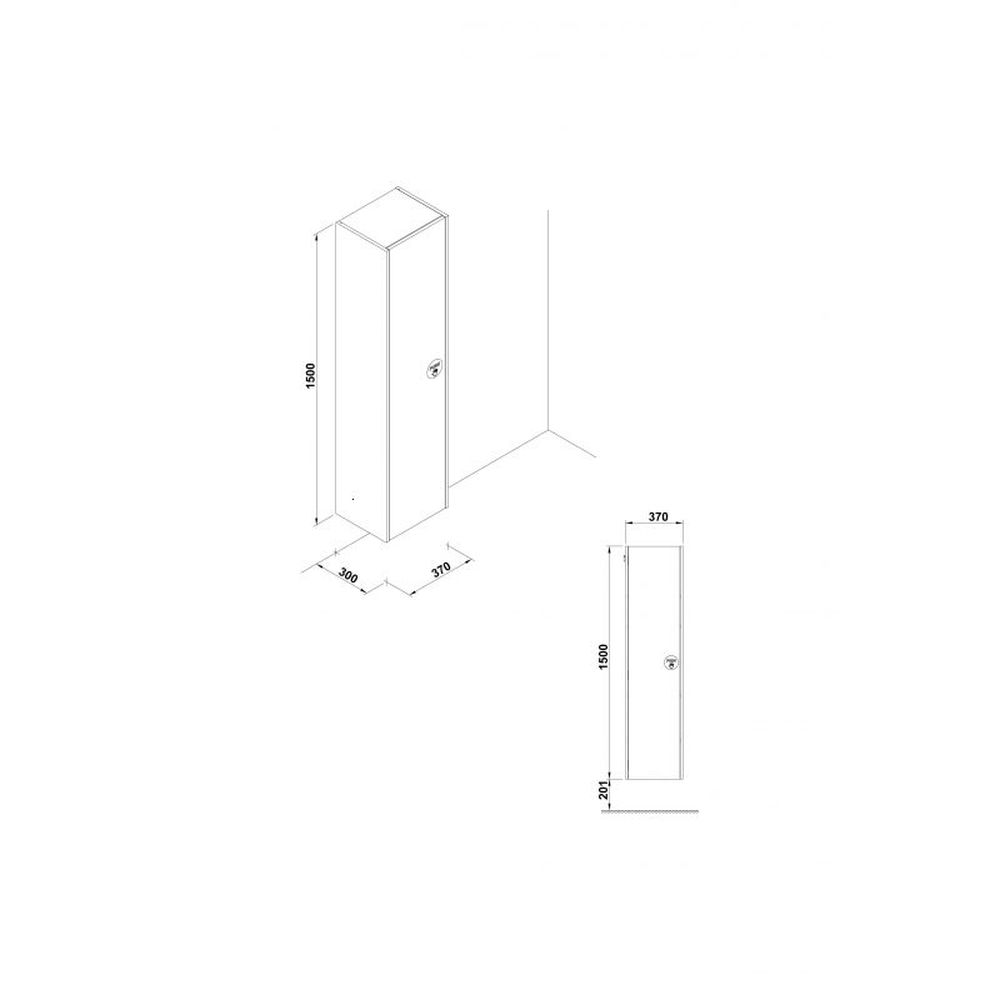 Dulap baie suspendat Gala Klea, o usa, 150 cm, alb lucios [2]