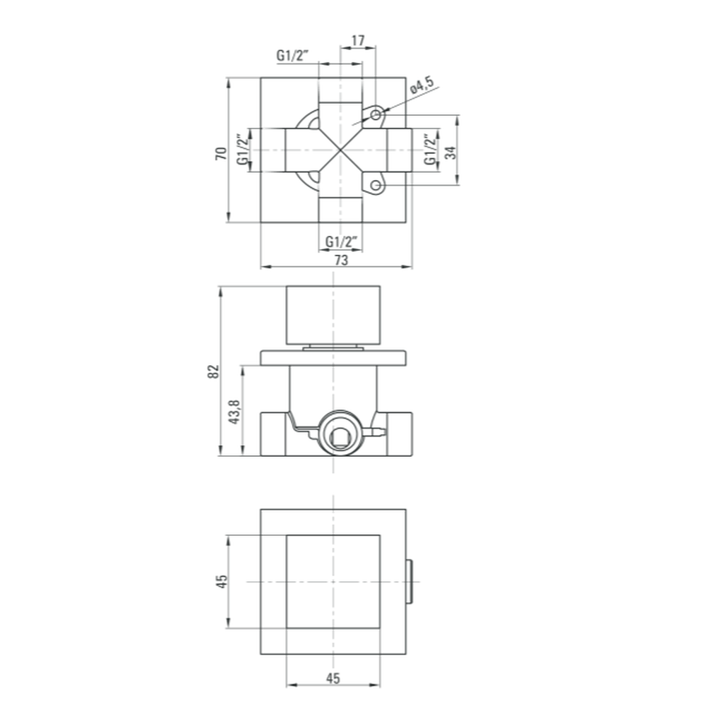 Comutator dus cu 3 functii culoare crom Deante, Multi-System [2]