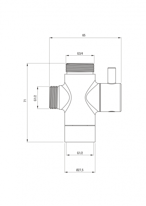 Comutator crom, pentru baterii de chiuveta, Deante Bidetta [3]