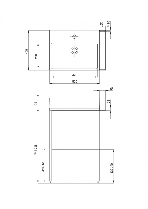 Lavoar baie pe blat si consola sustinere, 565 x 400 x 750 mm, Deante Temisto [3]