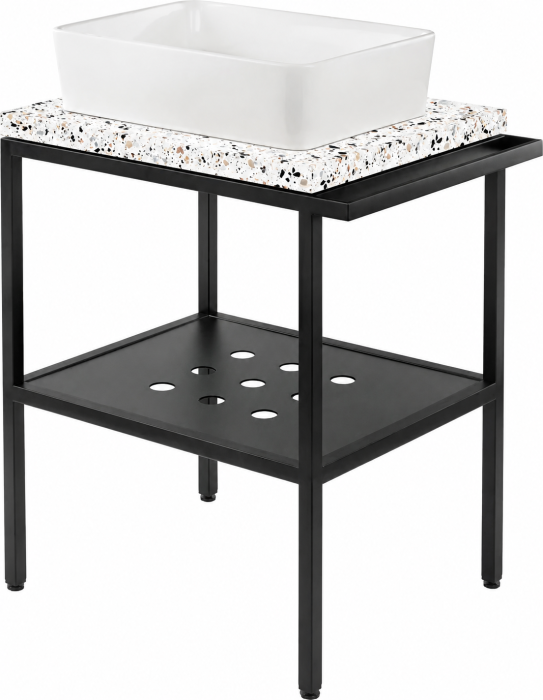 Consola sustinere cu blat stejar si lavoar inclus 600x500x140 mm Deante Hiacynt