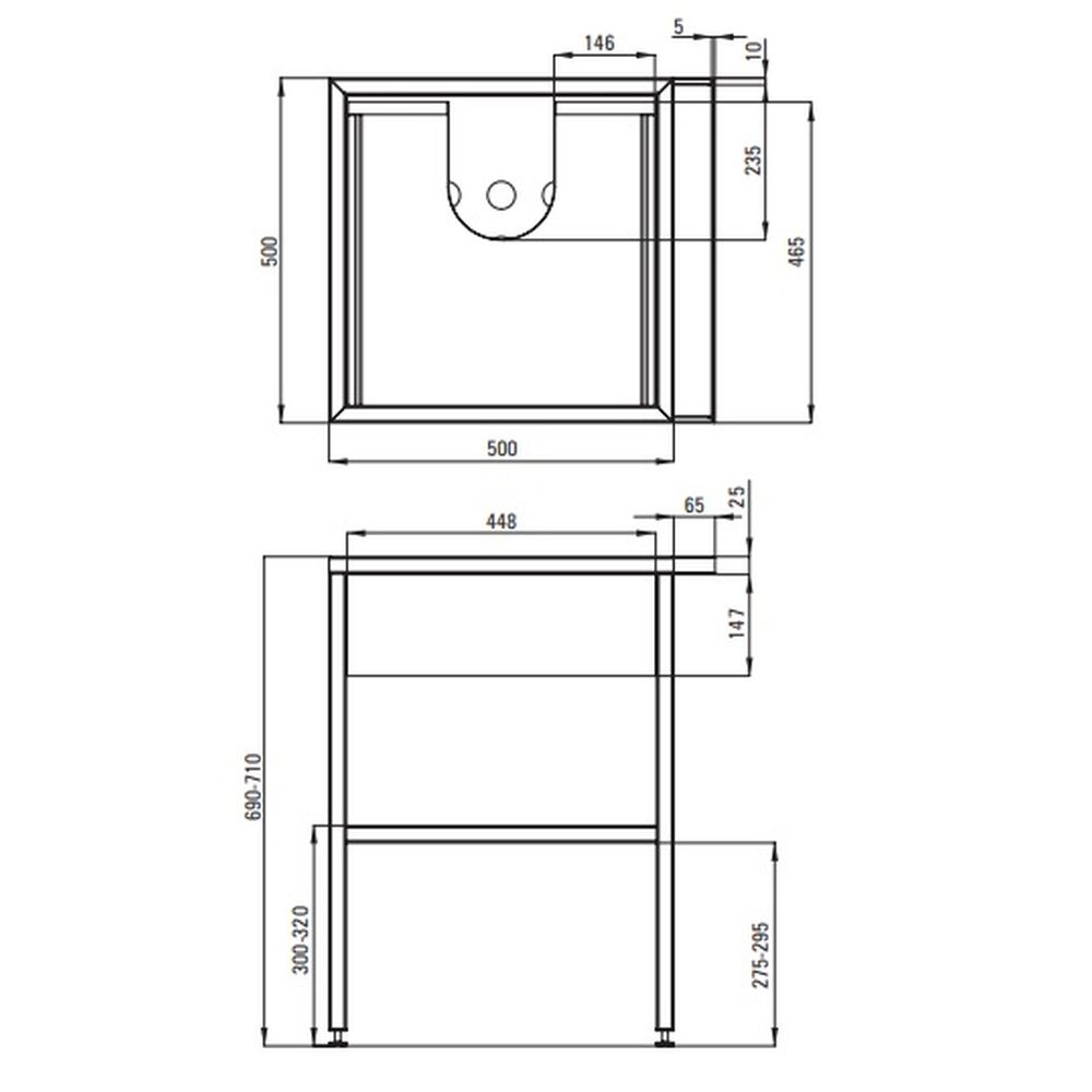 Cadru metalic negru sustinere lavoar, cu sertar si port prosop 50 cm, Deante [4]