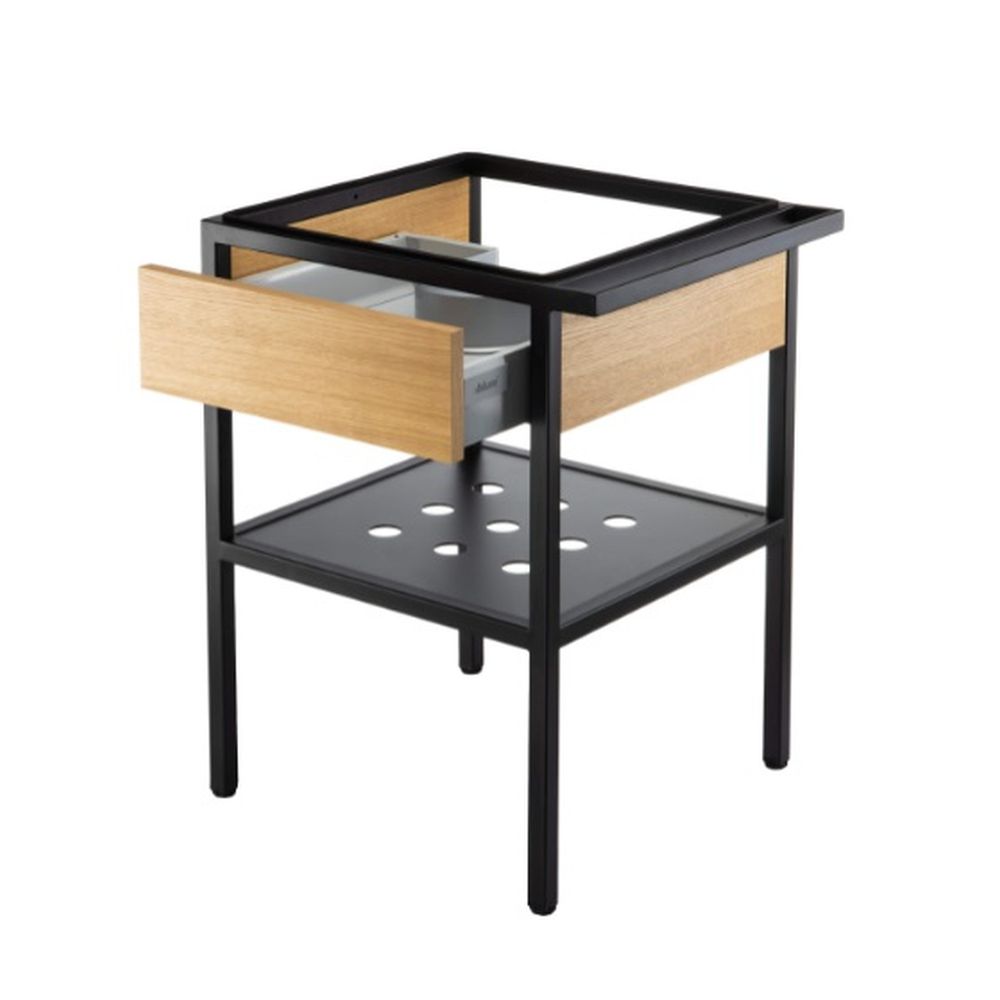 Consola sustinere lavoar cu sertar, culoare negru 66.5 cm, Deante [2]