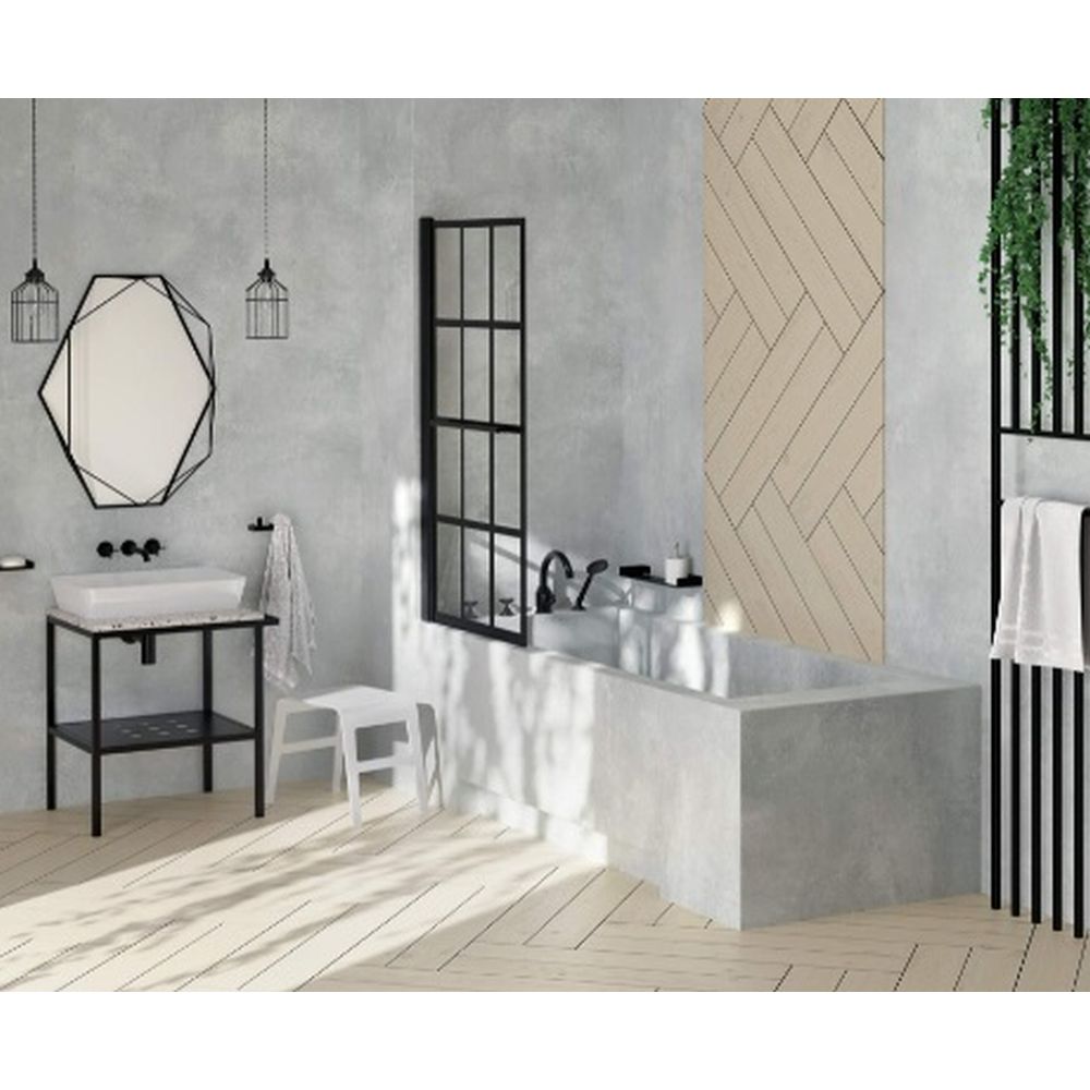 Cadru metalic negru cu port prosop, pentru lavoar baie 50 cm, Deante [4]