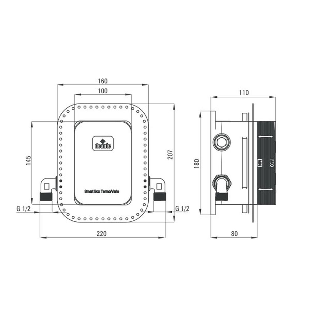 Corp incastrat pentru baterie dus cu termostat Deante, Box [4]