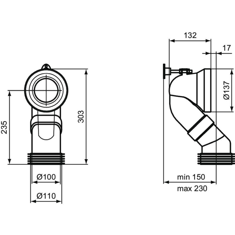 Cot racord wc 90º scurgere verticala Ideal Standard [3]