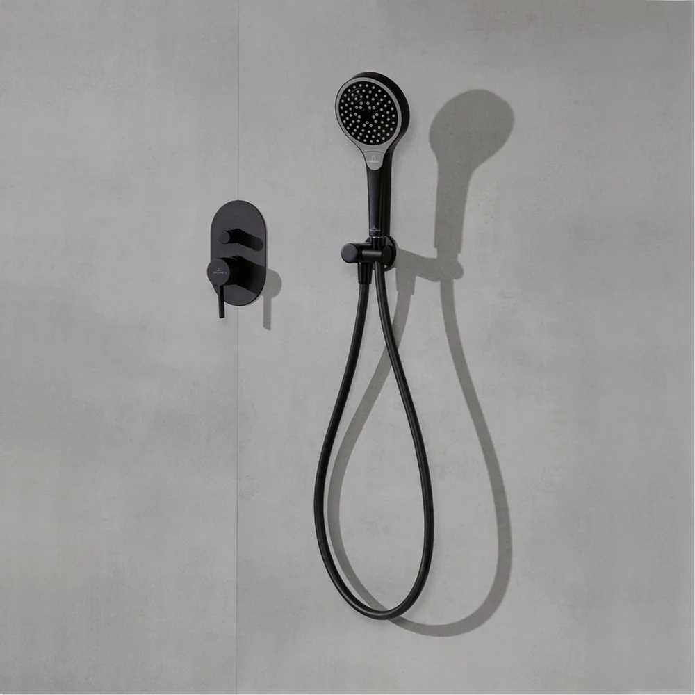 Cot racord pentru dus cu suport para dus, negru mat, Villeroy&Boch Universal Showers [2]