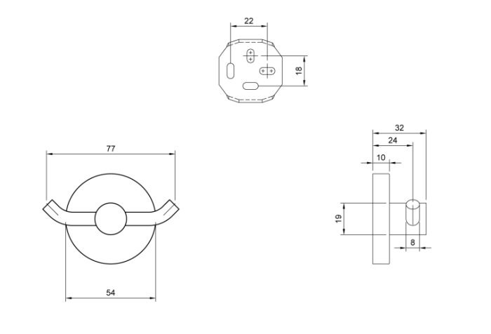 Cuier dublu 76x32x54mm, crom lucios, Villeroy & Boch Elements-Tender [3]