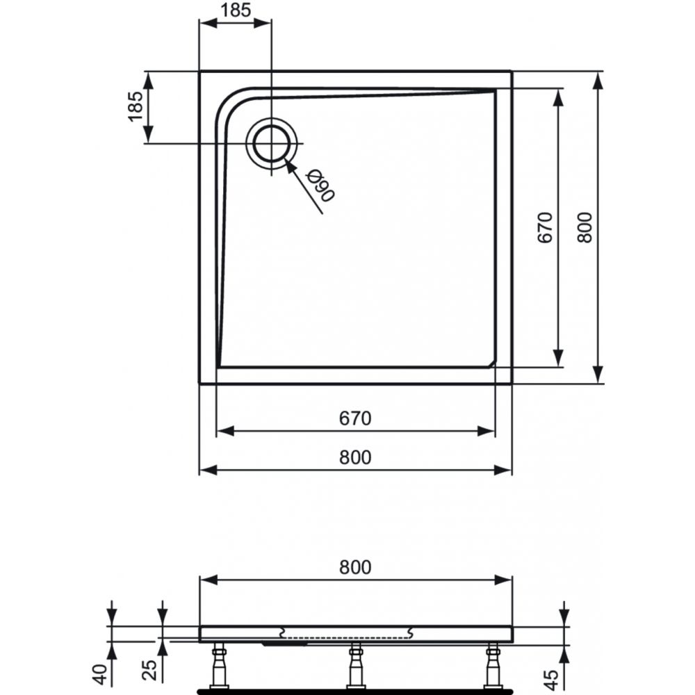 Cadita dus patrata 80x80 cm Ideal Standard Ultra Light [3]