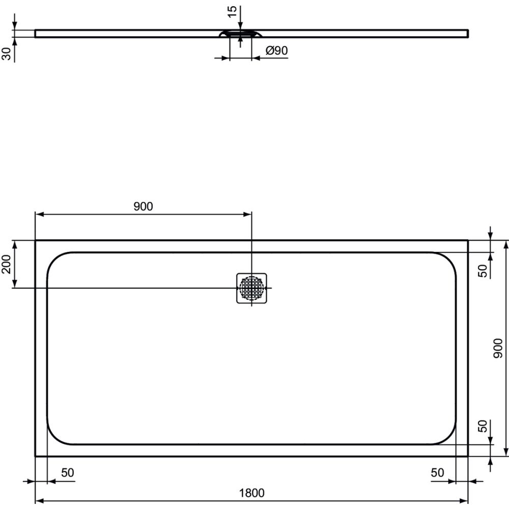 Cadita dus compozit 180x90 cm Ideal Standard Ultra Flat S, alb [3]