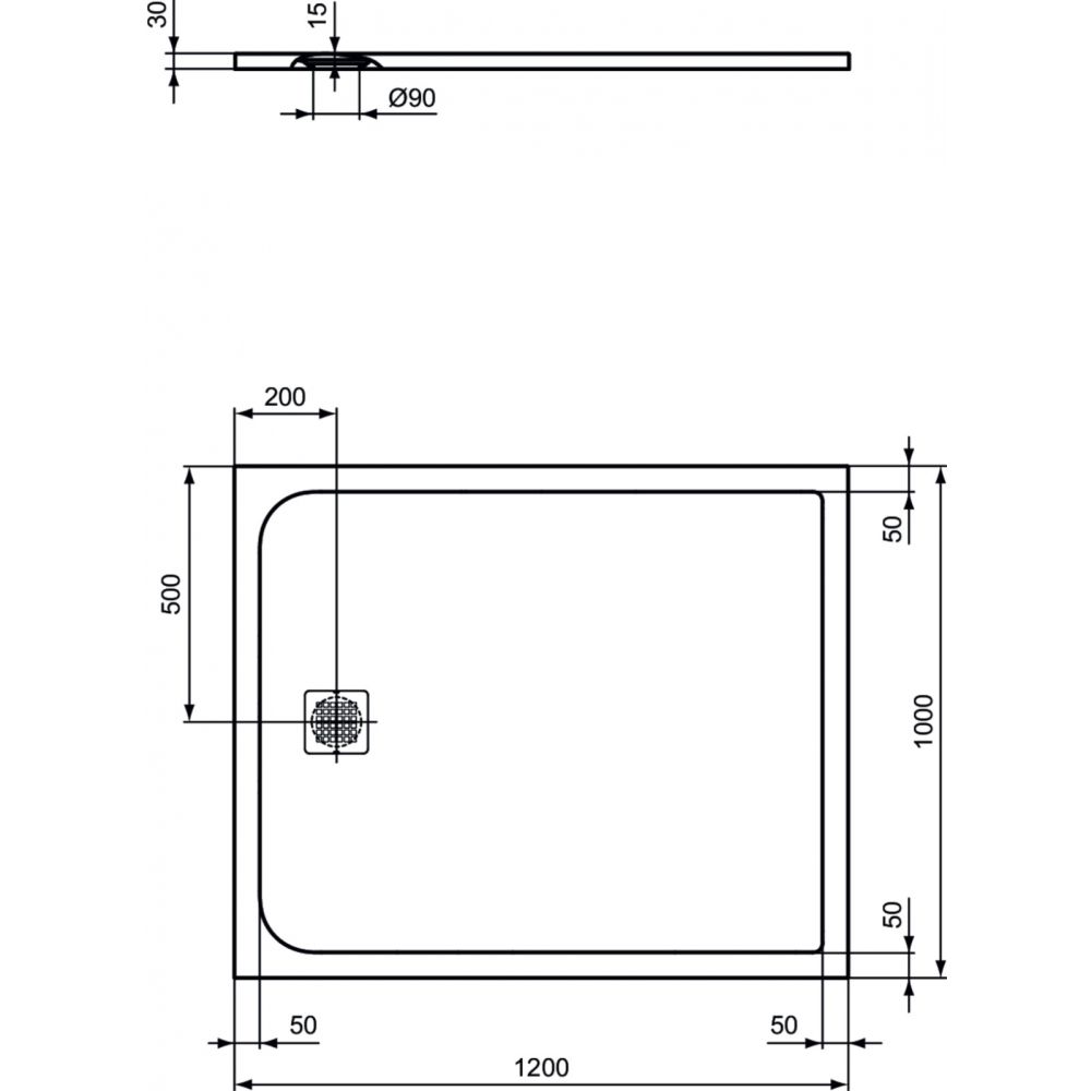 Cadita dus compozit 120x100 cm Ideal Standard Ultra Flat S, gri asfaltic [3]