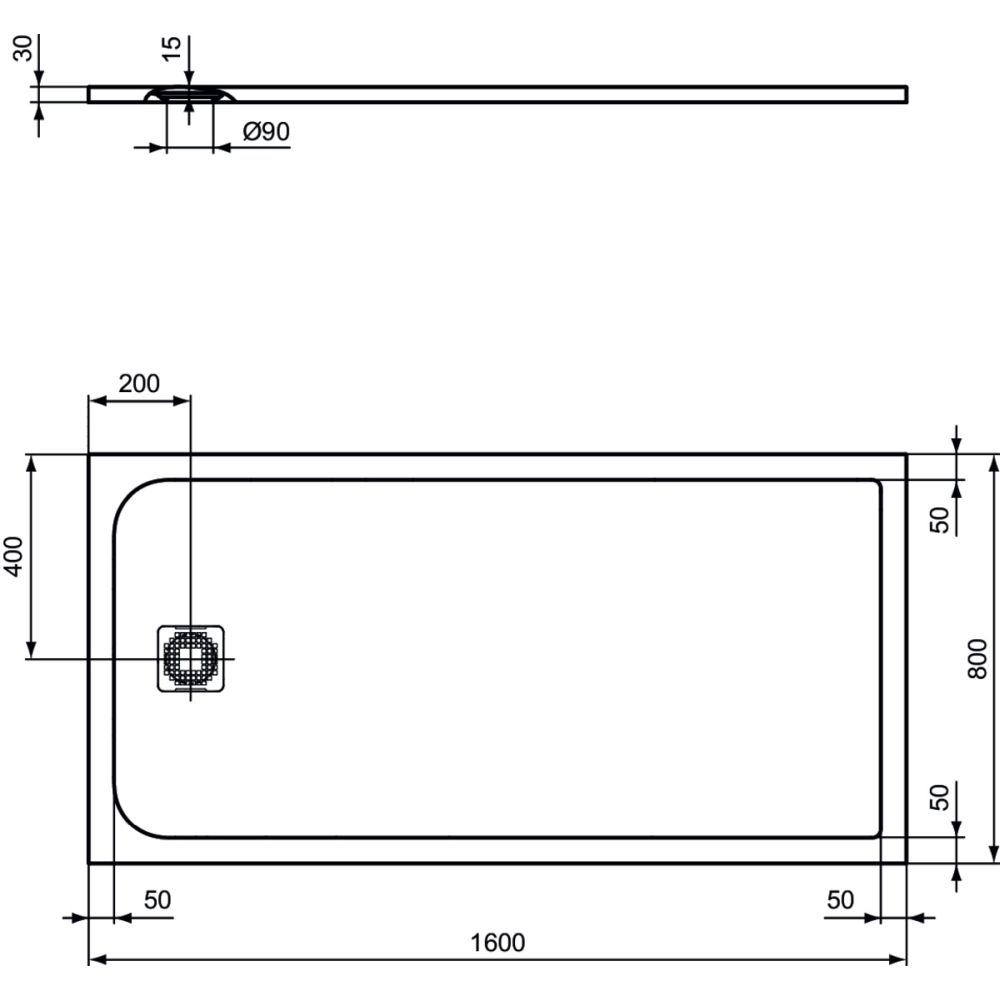 Cadita dus compozit 160x80 cm Ideal Standard Ultra Flat S, alb [3]