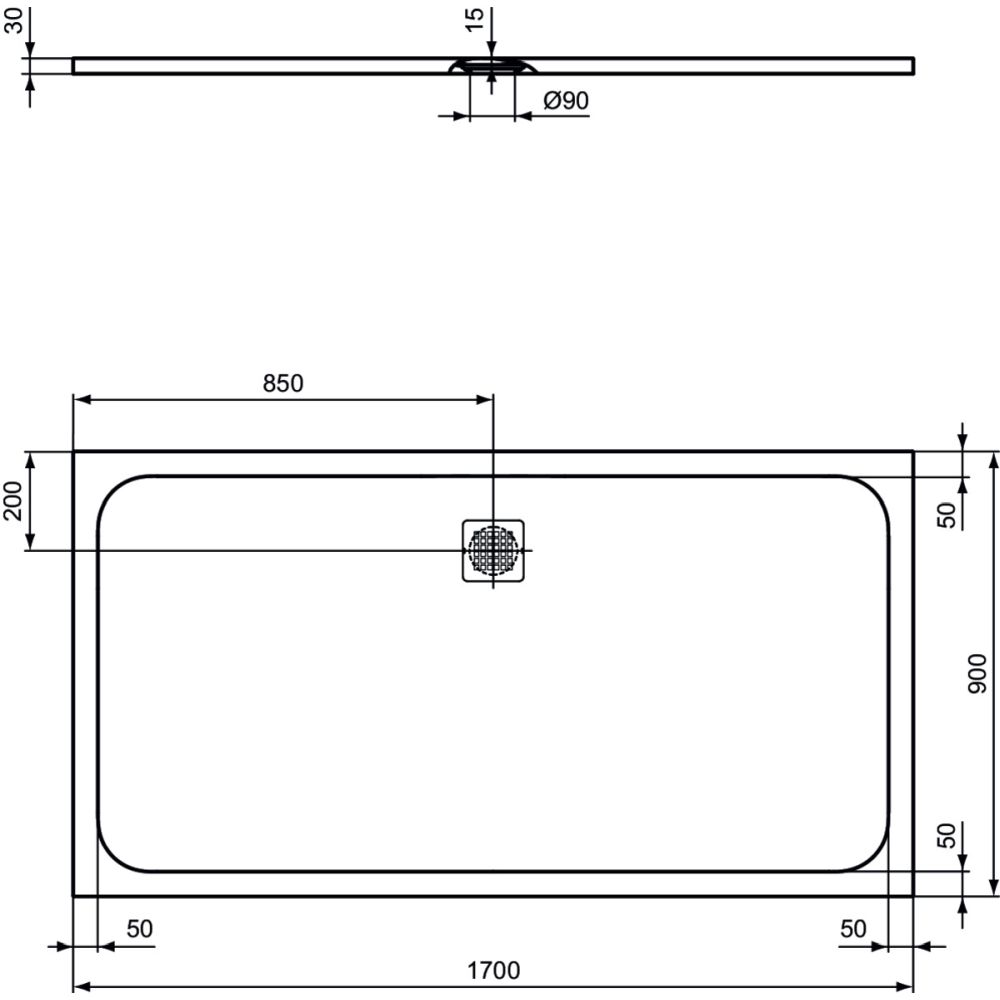 Cadita dus compozit 170x90 cm Ideal Standard Ultra Flat S, alb [3]