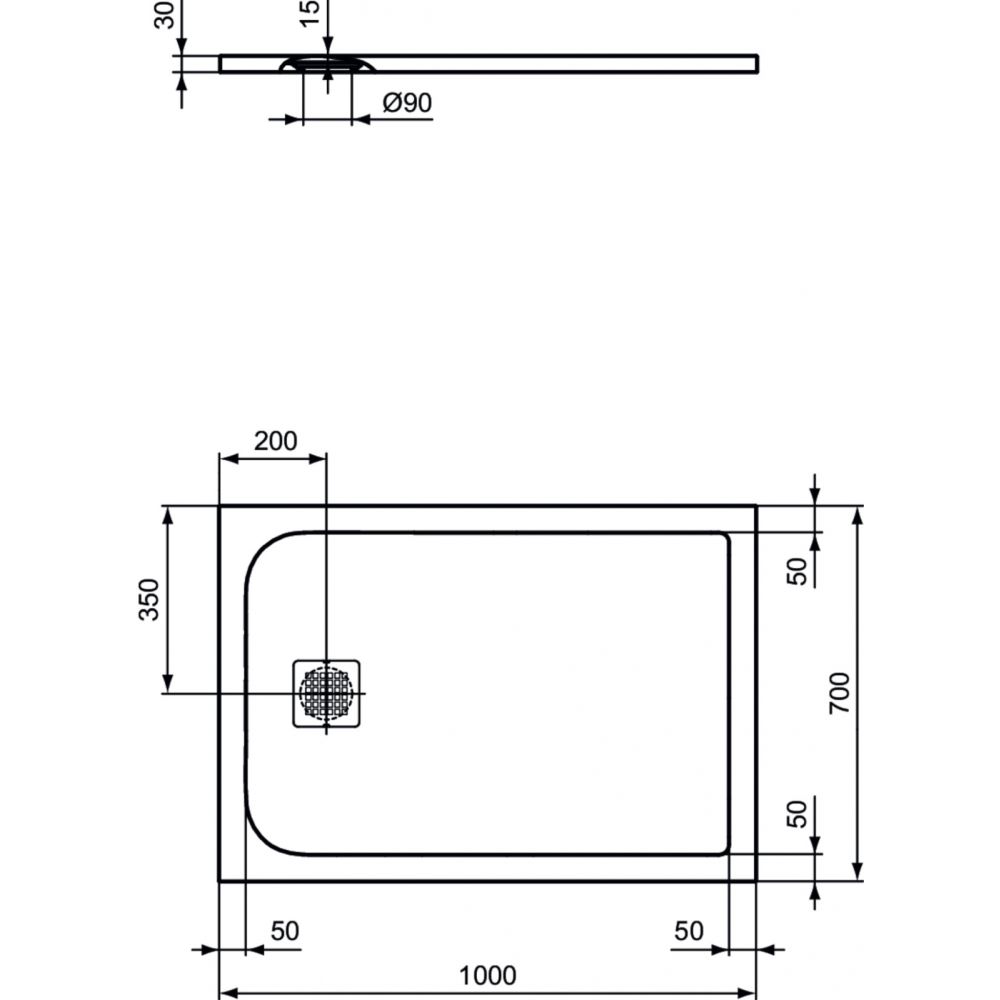 Cadita dus compozit 100x70 cm Ideal Standard Ultra Flat S, alb [3]