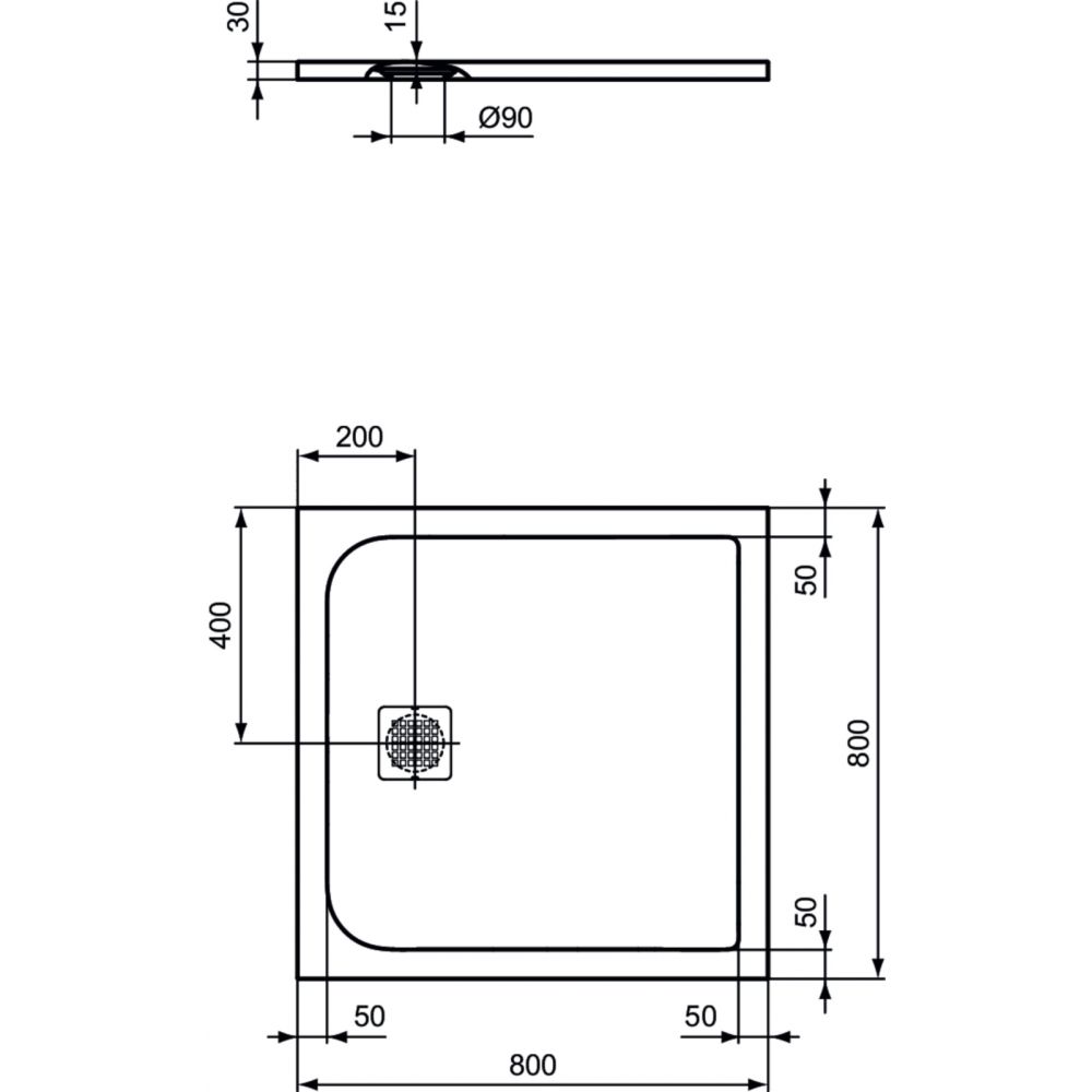 Cadita dus compozit 80x80 cm Ideal Standard Ultra Flat S, gri asfaltic [3]