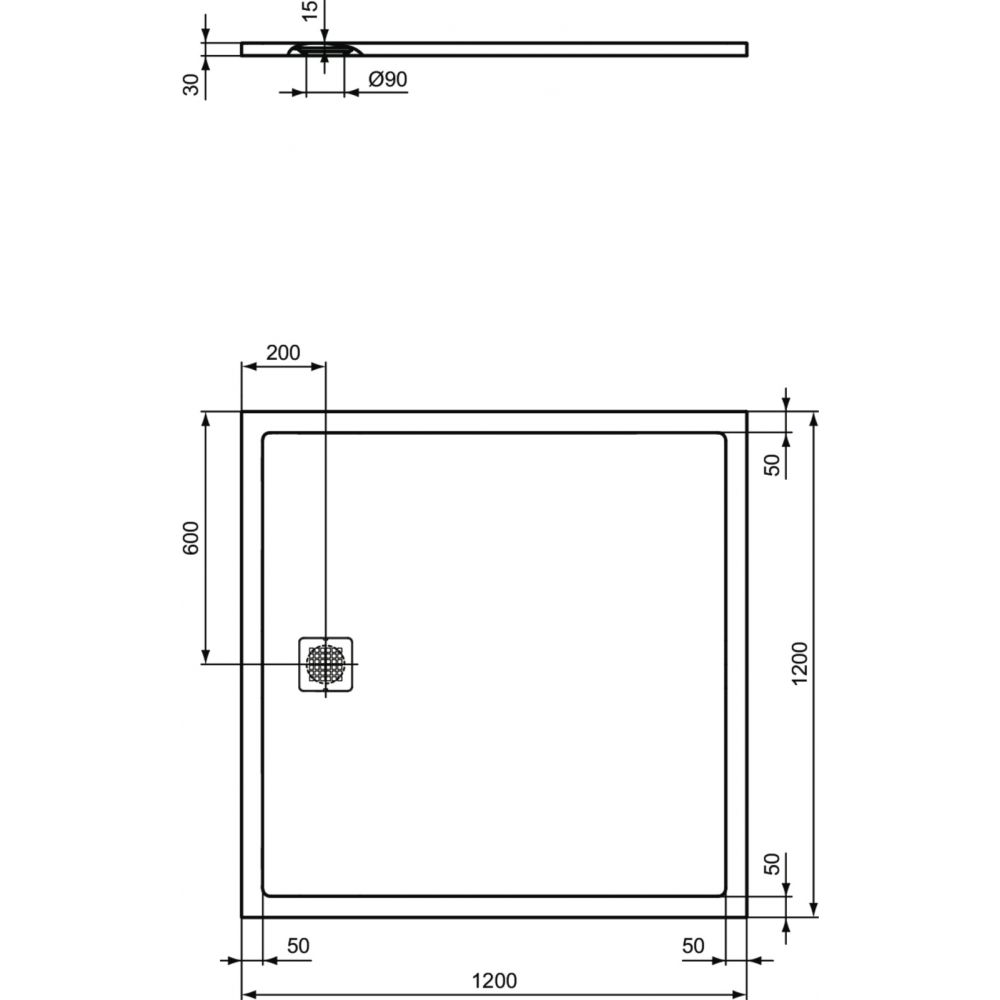 Cadita dus compozit 120x120 cm Ideal Standard Ultra Flat S, alb [3]