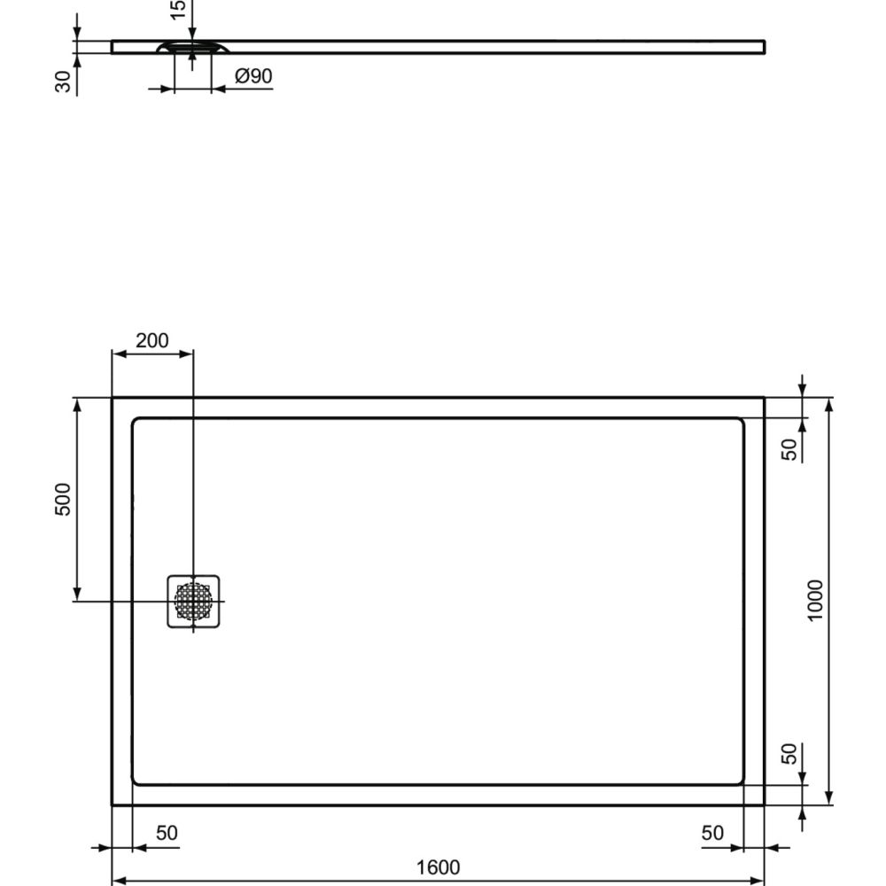 Cadita dus compozit 160x100 cm Ideal Standard Ultra Flat S, gri asfaltic [3]